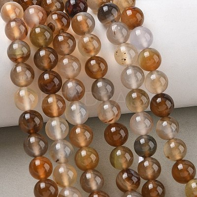Dyed Natural Agate Round Beads Strands G-E321B-8mm-01-1