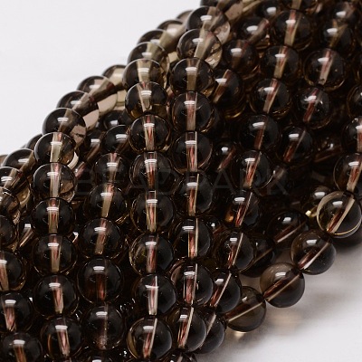 Natural Smoky Quartz Round Beads Strands X-G-E329-10mm-38-1