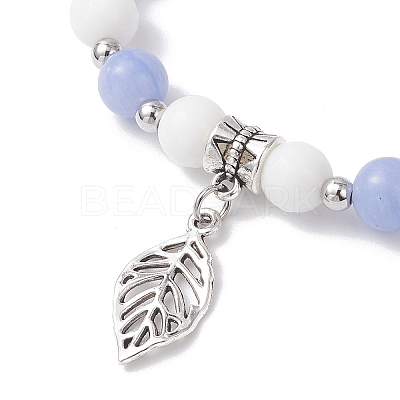 Leaf Alloy Charm Bracelets BJEW-JB12467-01-1