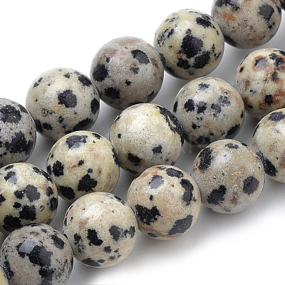Natural Dalmatian Jasper Beads Strands X-G-S259-24-6mm-1
