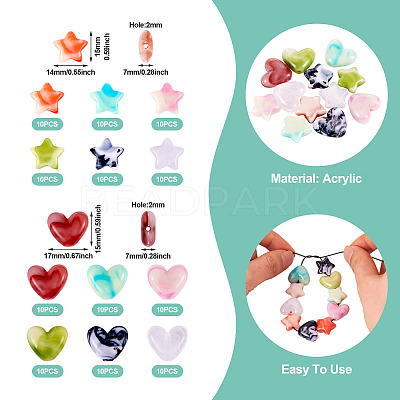 60Pcs 6 Colors Acrylic Beads OACR-TA0003-13-1