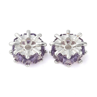 Brass Micro Pave Cubic Zirconia Spacer Beads KK-U045-16P-01-1