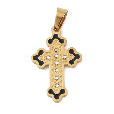 Ion Plating(IP) 304 Stainless Steel Enamel Rhinestone Pendants STAS-Q325-05A-G-1