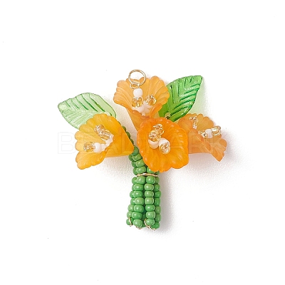 Glass Seed Beaded Pendants PALLOY-MZ01155-02-1