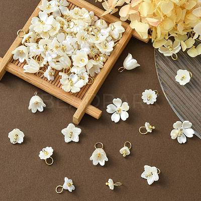 80Pcs 8 Styles ABS Plastic Imitation Pearl Pendants KY-CJ0001-95-1