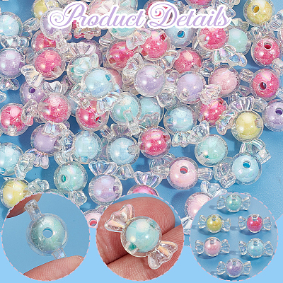 100Pcs Transparent Acrylic Beads TACR-SP0001-19-1