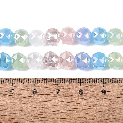 Electroplate Imitation Jade & Opaque & Transparent Glass Beads Strands EGLA-Q135-8MM-A11-1
