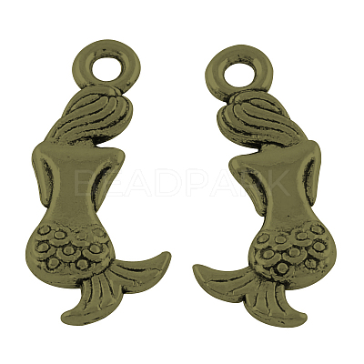 Tibetan Style Alloy Mermaid Pendants LS-TIBEP-5402-AB-FF-1