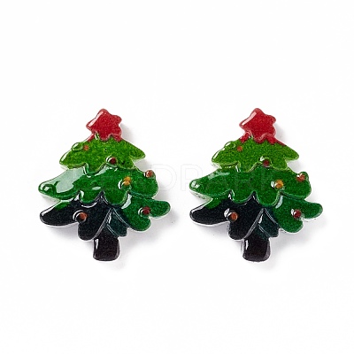 Christmas Themed Opaque Resin Cabochons CRES-P022-16-1