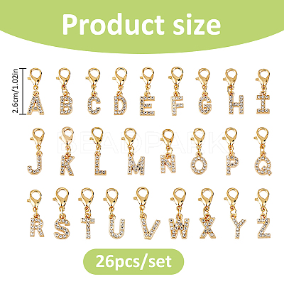 26Pcs Alloy Rhinestone Pendant Decorations HJEW-FH00326-1