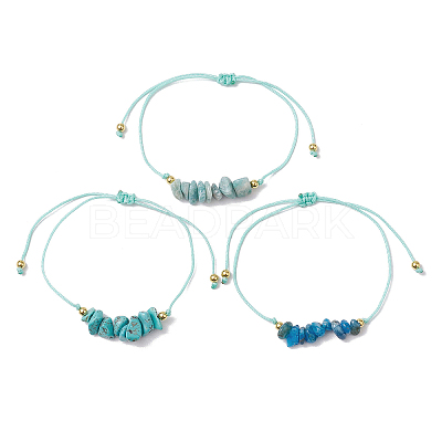 3Pcs 3 Styles Gemstone Braided Bead Bracelets BJEW-JB11146-03-1