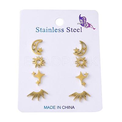 304 Stainless Steel Earring Sets EJEW-S248-07G-1