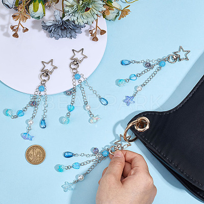 4Pcs Glass & Acrylic Pendant Decorations HJEW-MA00024-1