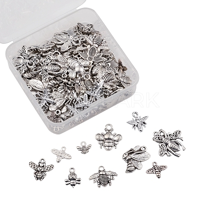 100Pcs 10 Style Tibetan Style Alloy Pendants TIBEP-CJ0001-76-1