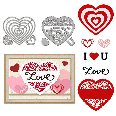 GLOBELAND 2Pcs 2 Styles Valentine's Day Carbon Steel Cutting Dies Stencils DIY-DM0004-08-1