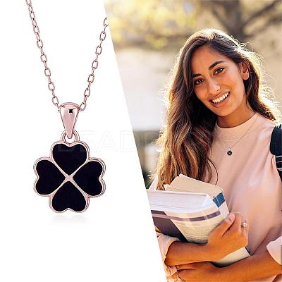 Four Leaf Clover Pendant Necklace Sterling 925 Silver Lucky Four Leaf Clover Necklace Adjustable Temperature-sensitive Color Changing Pendant Necklaces Jewelry Gift for Women JN1087A-1