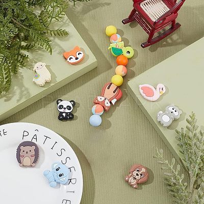10Pcs 10 Style Silicone Beads SIL-CA0001-27-1