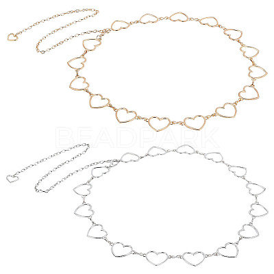 2Pcs 2 Style Alloy Heart Waist Chains AJEW-PH0004-05-1