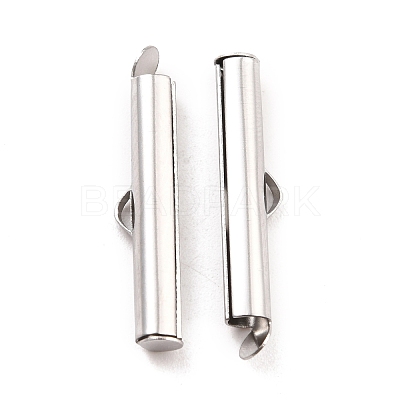 Non-Tarnish 304 Stainless Steel Slide On End Clasp Tubes STAS-C044-08C-P-1
