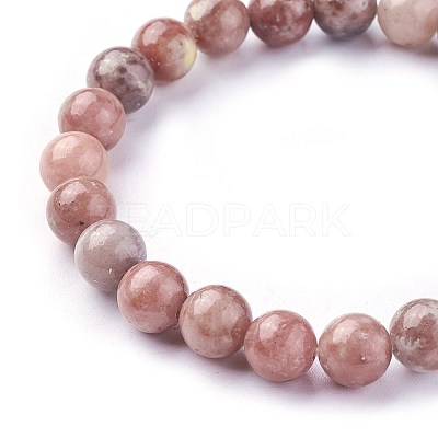 Natural Plum Blossom Jasper Beads Stretch Bracelets X-BJEW-F380-01-B08-1