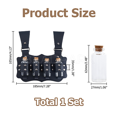 PU Leather Bag with 4Pcs Cork Glass Bottles FIND-WH0366-420B-1