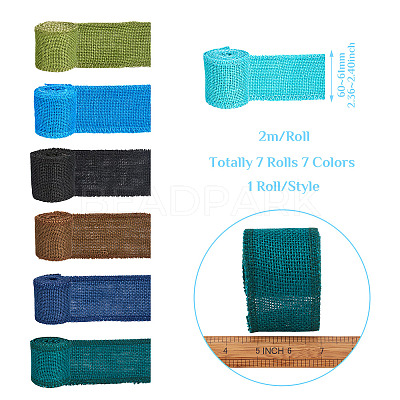 6 Rolls 6 Colors Burlap & Linen Ribbon OCOR-BT0001-03-1