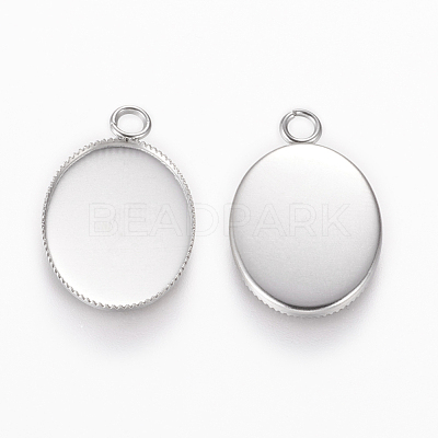 Tarnish Resistant 304 Stainless Steel Pendant Cabochon Settings STAS-L195-11B-1