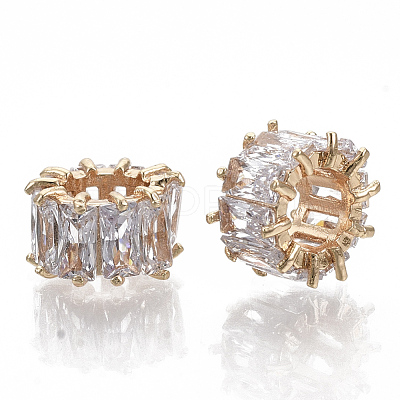 Brass Micro Pave Cubic Zirconia European Beads KK-S354-207-NF-1