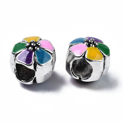 Alloy Enamel European Beads MPDL-T005-006F-RS-1