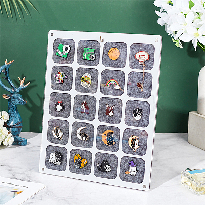 20 Grids Rectangle Felt Wall Mounted Brooch Organizer Display Stands ODIS-WH0038-97-1