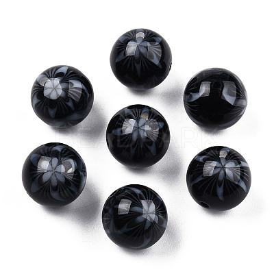 Flower Opaque Resin Beads RESI-T054-001G-1