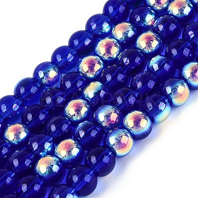 Electroplate Transparent Glass Beads Strands EGLA-Q132-4MM-A16-1