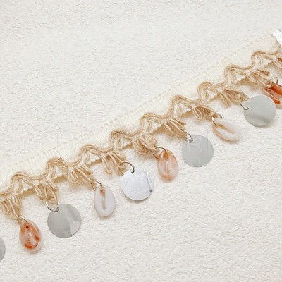 Boho Beach Natural Shell & Plastic Disc Tassel Anklets WGCB1C3-01-1