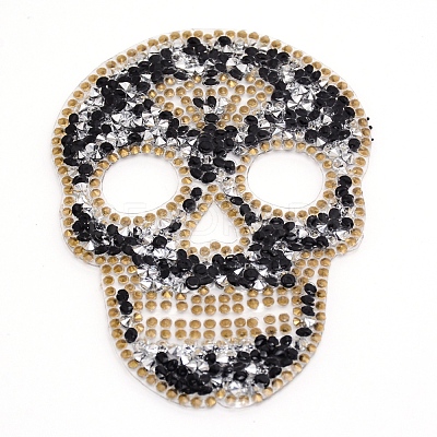 Skull Rhinestone Patches DIY-WH0199-35A-1