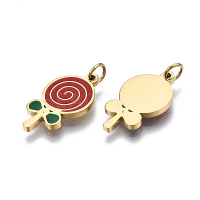 316 Surgical Stainless Steel Enamel Pendants STAS-S116-406G-1