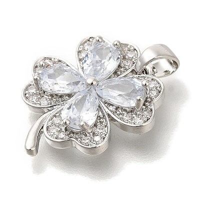 Brass Micro Pave Cubic Zirconia Pendants KK-B122-01A-P-1