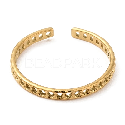 304 Stainless Steel Hollow Round Open Cuff Rings for Women STAS-D085-19G-1