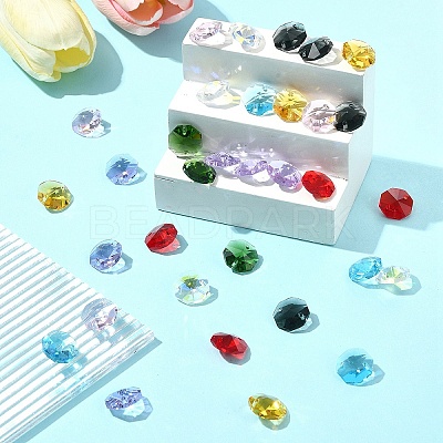 48Pcs 8 Colors Electroplate Glass Links Connectors EGLA-FS0001-48-1