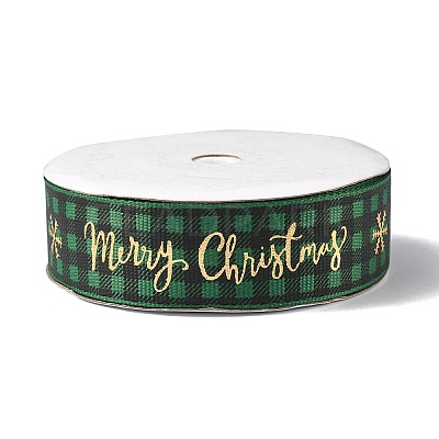 1 Roll Merry Christmas Printed Polyester Grosgrain Ribbons OCOR-YW0001-05A-1