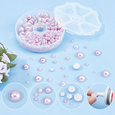 1Box ABS Plastic Imitation Pearl Dome Cabochons SACR-PH0001-11-1