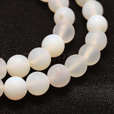 Frosted Natural White Agate Beads Strands G-F377-8mm-1