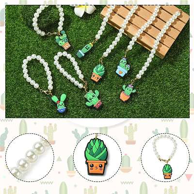 7Pcs 7 Styles Cactus PVC Plastic Cup Charms HJEW-CJ0001-19-1