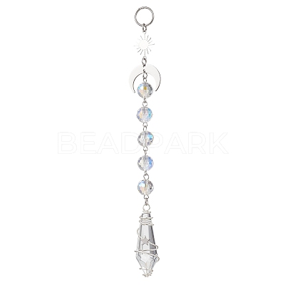 Glass Cone Round Hanging Suncatchers HJEW-JM04604-02-1