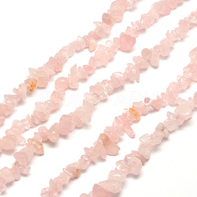Natural Rose Quartz Chip Bead Strands G-M205-02-1