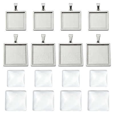 8Pcs 2 Styles 304 Stainless Steel Pendant Cabochon Settings STAS-YW0003-49-1
