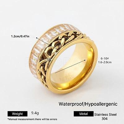 304 Stainless Steel Rhinestone Wide Band Finger Rings XC5005-23-1