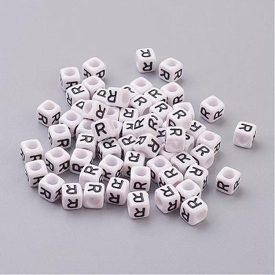 Acrylic Horizontal Hole Letter Beads PL37C9308-R-1