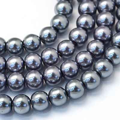 Baking Paint Pearlized Glass Pearl Round Bead Strands HY-Q330-8mm-12-1