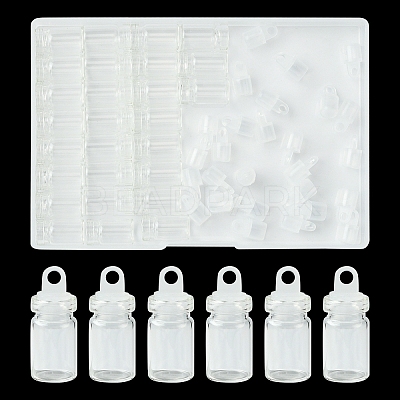 30Pcs Glass Empty Bottle Pendant Decoration CON-YW0001-78-1