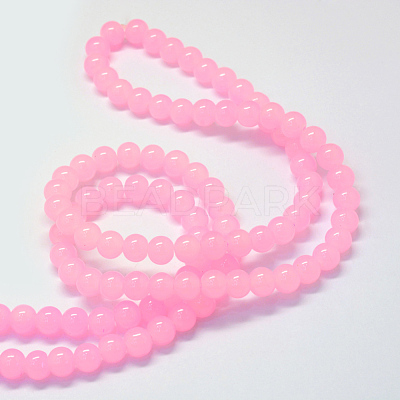 Baking Paint Imitation Jade Glass Round Bead Strands X-DGLA-Q021-6mm-26-1